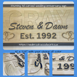 3d Carved Wedding/Anniversary Sign